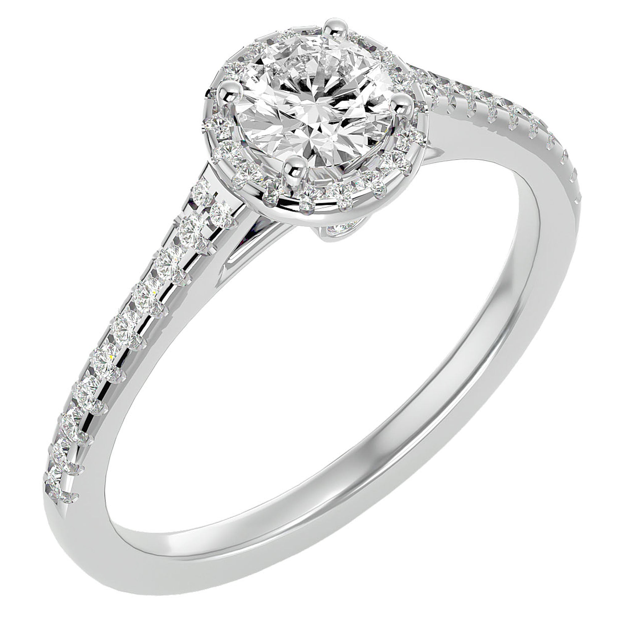 Inel De Logodnă Cu Diamante Naturale Halo, Tăietură Rotundă de 0.74 ct din Platina - Castelo.ro