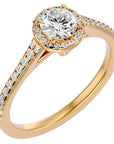 Inel De Logodnă Cu Moissanite Halo, Tăietură Rotundă de 0.74 ct din 18k Aur Galben - Castelo.ro