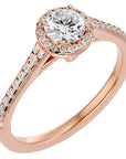 Inel De Logodnă Cu Moissanite Halo, Tăietură Rotundă de 0.74 ct din 18k Aur Roz - Castelo.ro