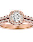 Inel De Logodnă din Aur 14k Cu Diamante Create în Laborator Halo, Tăietură Rotundă de 0.99 ct din 14k Aur Roz - Castelo.ro