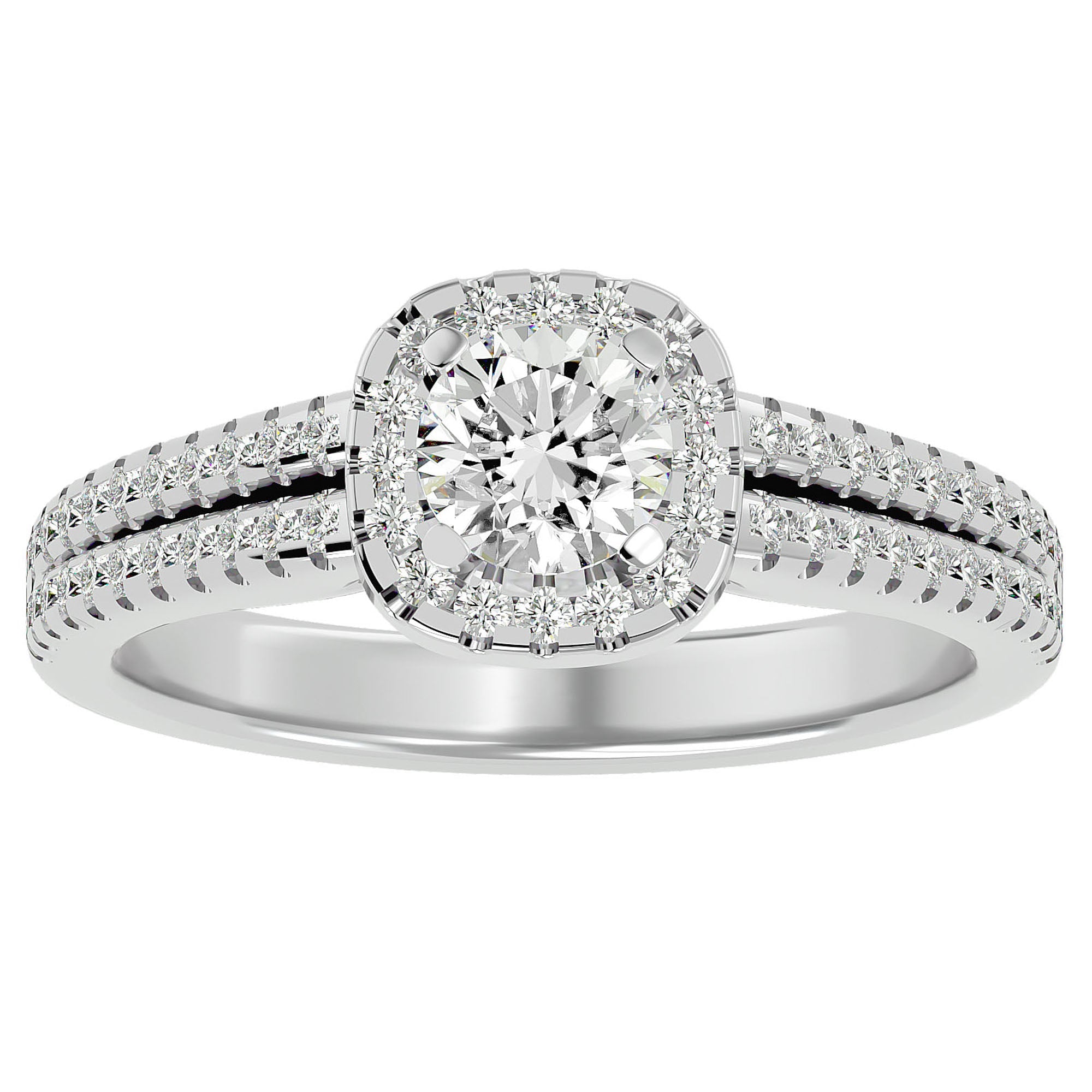 Inel De Logodnă Cu Diamante Naturale Halo, Tăietură Rotundă de 0.99 ct din Platina - Castelo.ro