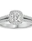 Inel De Logodnă Cu Diamante Naturale Halo, Tăietură Rotundă de 0.99 ct din Platina - Castelo.ro
