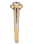 Inel De Logodnă din Aur 14k Cu Diamante Create în Laborator Halo, Tăietură Rotundă de 0.99 ct din 14k Aur Galben - Castelo.ro