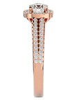Inel De Logodnă din Aur 14k Cu Diamante Create în Laborator Halo, Tăietură Rotundă de 0.99 ct din 14k Aur Roz - Castelo.ro