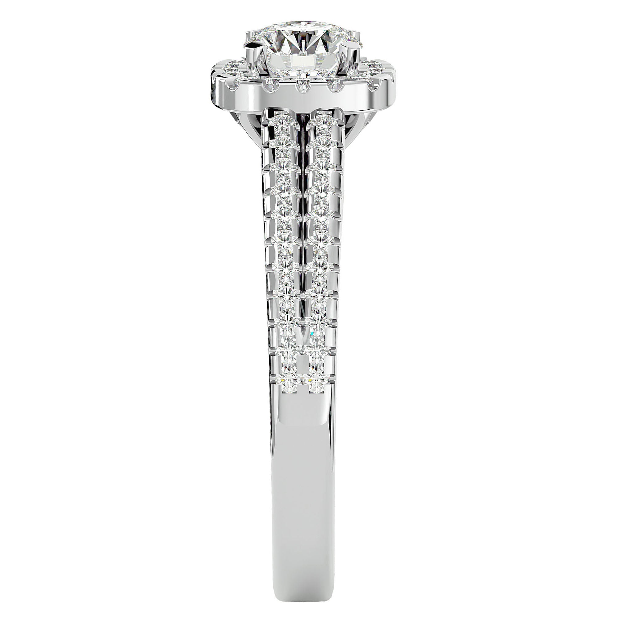 Inel De Logodnă Cu Diamante Naturale Halo, Tăietură Rotundă de 0.99 ct din Platina - Castelo.ro