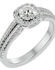 Inel De Logodnă Cu Diamante Naturale Halo, Tăietură Rotundă de 0.99 ct din Platina - Castelo.ro