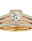 Inel de Logodnă Triplu din Aur 14k cu Diamante Naturale de 1.21 ct din 14k Aur Galben - Castelo.ro