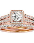 Inel de Logodnă Supreme din Aur 14k cu Diamante Create în Laborator Halo Pavé de 1.21 ct din 14k Aur Roz - Castelo.ro
