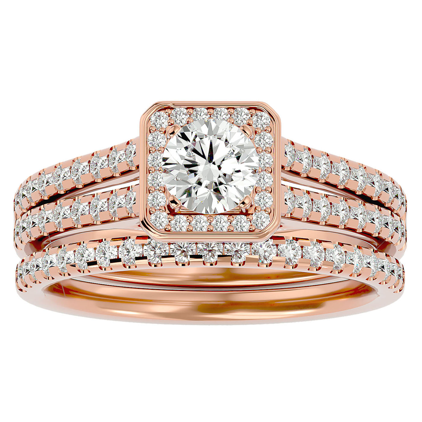 Inel de Logodnă Triplu cu Moissanite de 1.21 ct din 18k Aur Roz - Castelo.ro