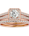 Inel de Logodnă Supreme din Aur 14k cu Diamante Naturale Halo Pavé de 1.21 ct din 14k Aur Roz - Castelo.ro