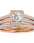 Inel de Logodnă Triplu din Aur 14k cu Diamante Create în Laborator de 1.21 ct din 14k Aur Roz - Castelo.ro