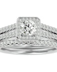 Inel de Logodnă Supreme din Aur 14k cu Diamante Create în Laborator Halo Pavé de 1.21 ct din 14k Aur Alb - Castelo.ro