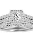 Inel de Logodnă Supreme cu Diamante Naturale Halo Pavé de 1.21 ct din Platina - Castelo.ro