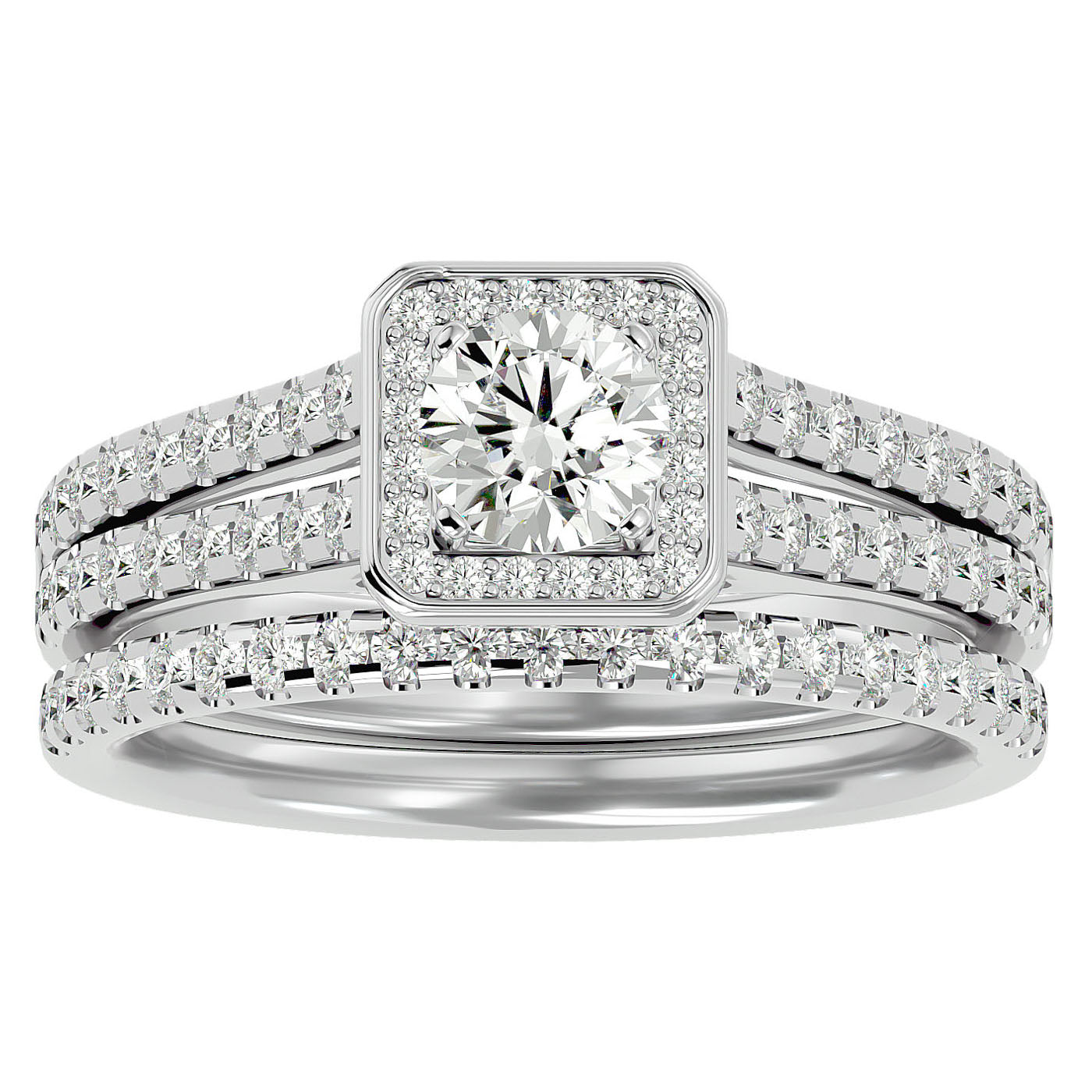 Inel de Logodnă Triplu cu Moissanite de 1.21 ct din Platina - Castelo.ro