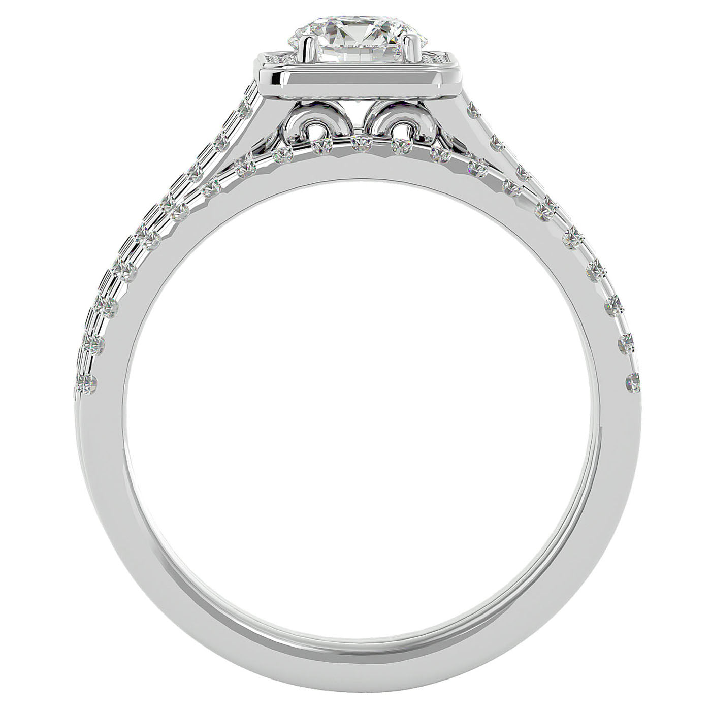 Inel de Logodnă Triplu cu Moissanite de 1.21 ct din Platina - Castelo.ro