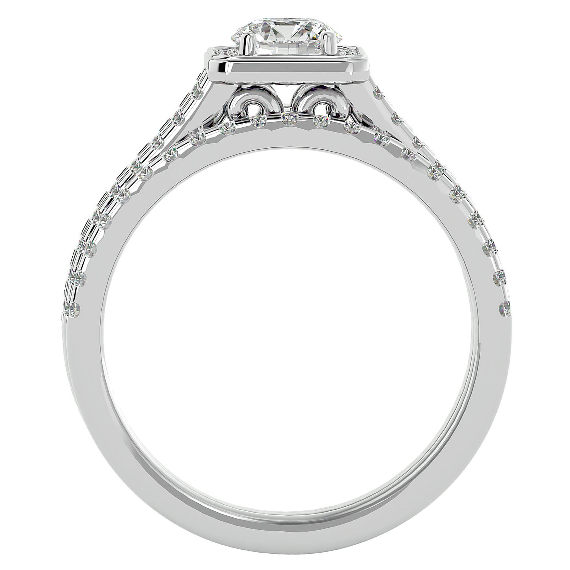 Inel de Logodnă Supreme cu Diamante Naturale Halo Pavé de 1.21 ct din Platina - Castelo.ro