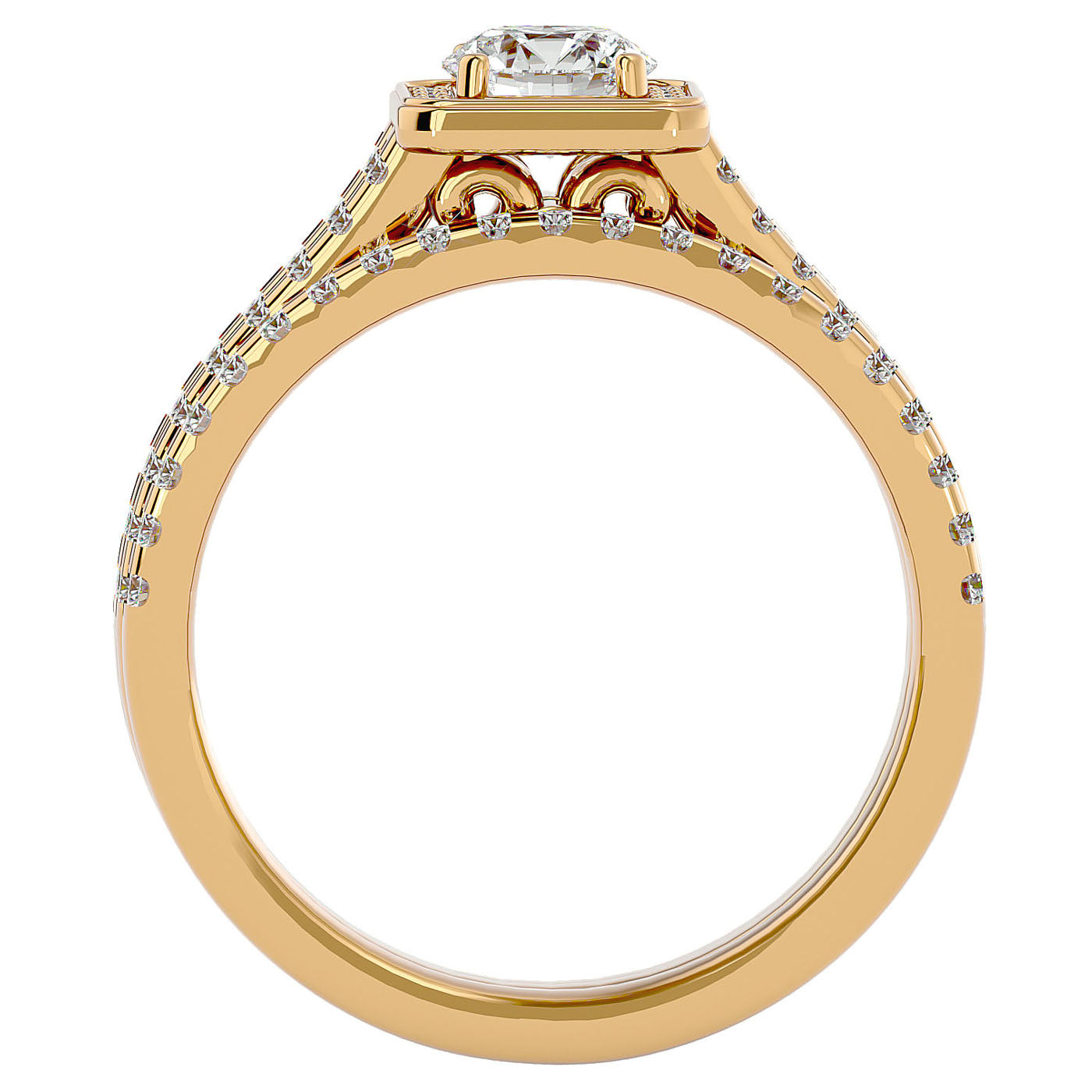 Inel de Logodnă Triplu cu Moissanite de 1.21 ct din 18k Aur Galben - Castelo.ro