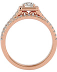 Inel de Logodnă Supreme din Aur 14k cu Diamante Create în Laborator Halo Pavé de 1.21 ct din 14k Aur Roz - Castelo.ro