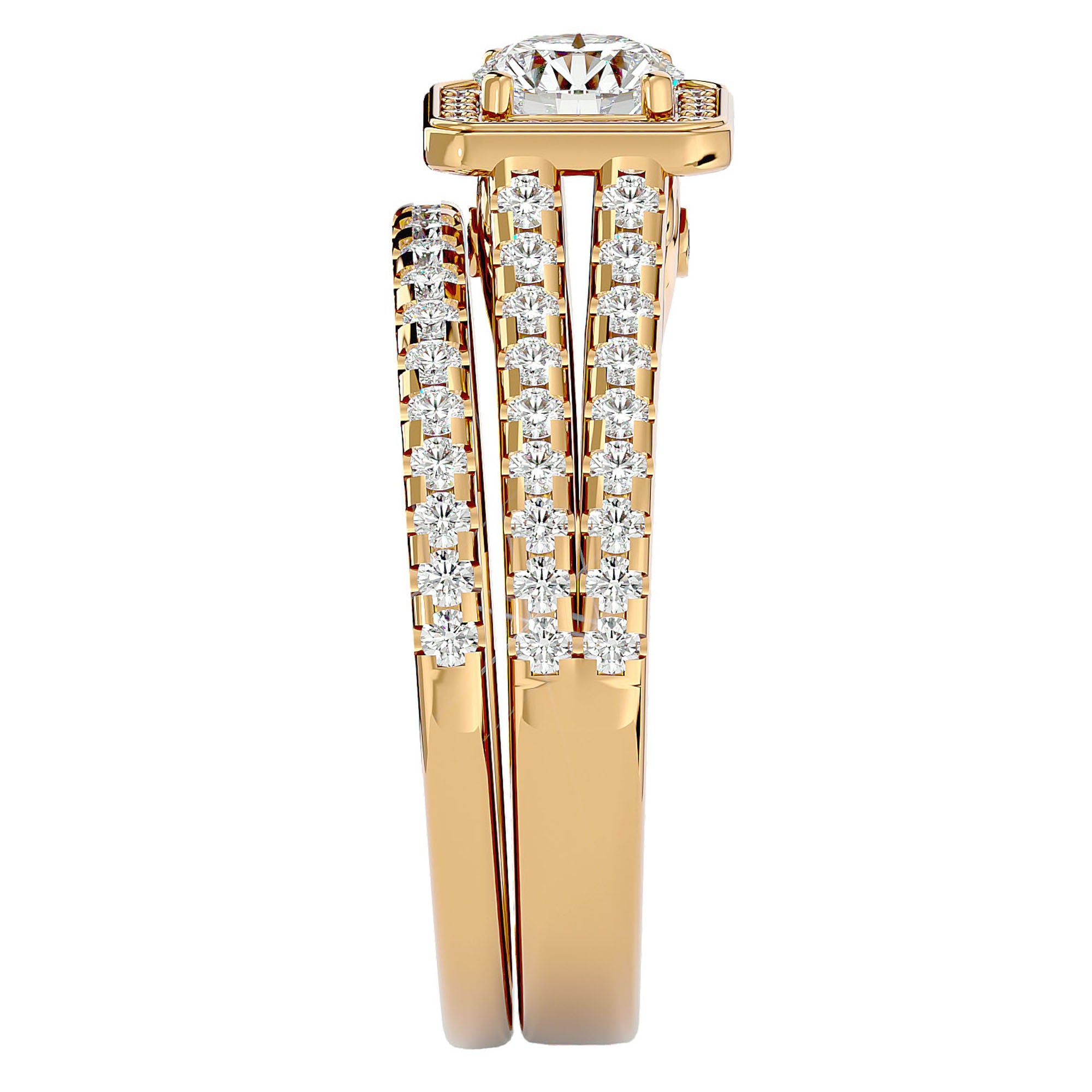 Inel de Logodnă Supreme din Aur 14k cu Diamante Create în Laborator Halo Pavé de 1.21 ct din 14k Aur Galben - Castelo.ro