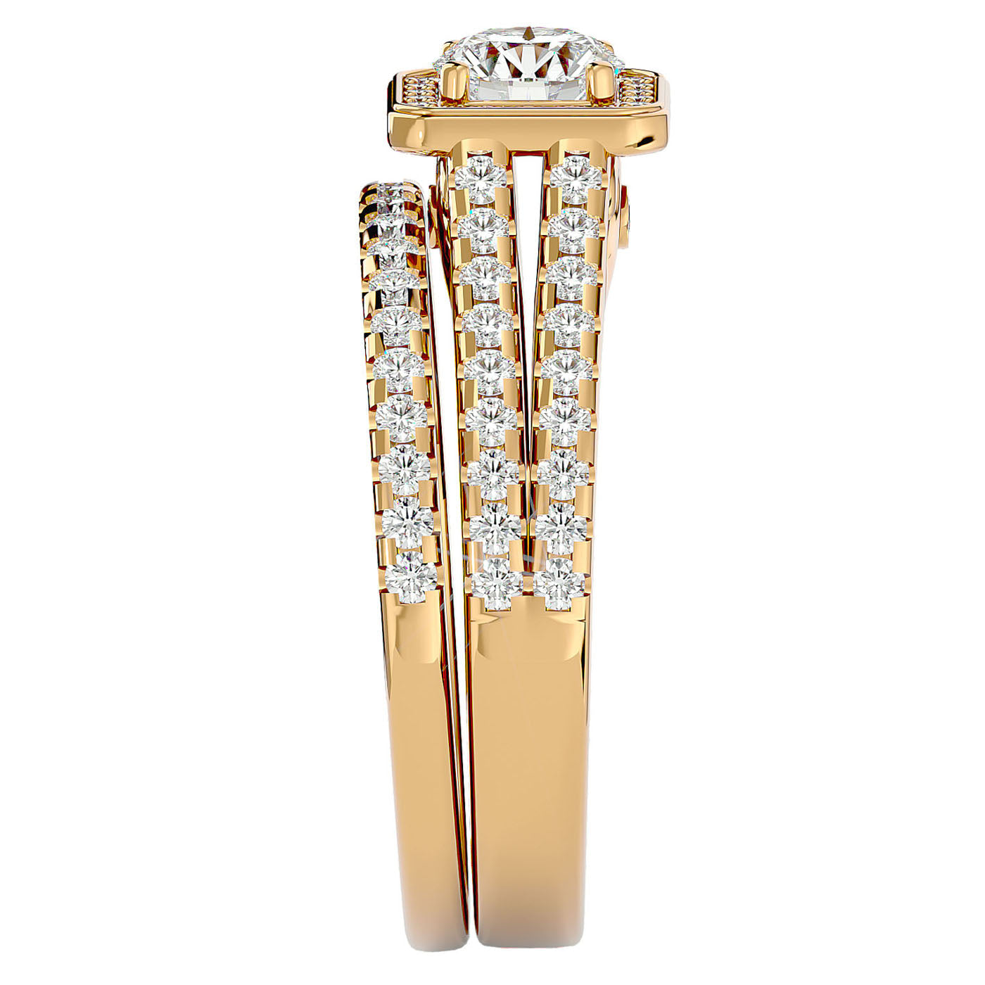 Inel de Logodnă Triplu cu Moissanite de 1.21 ct din 18k Aur Galben - Castelo.ro