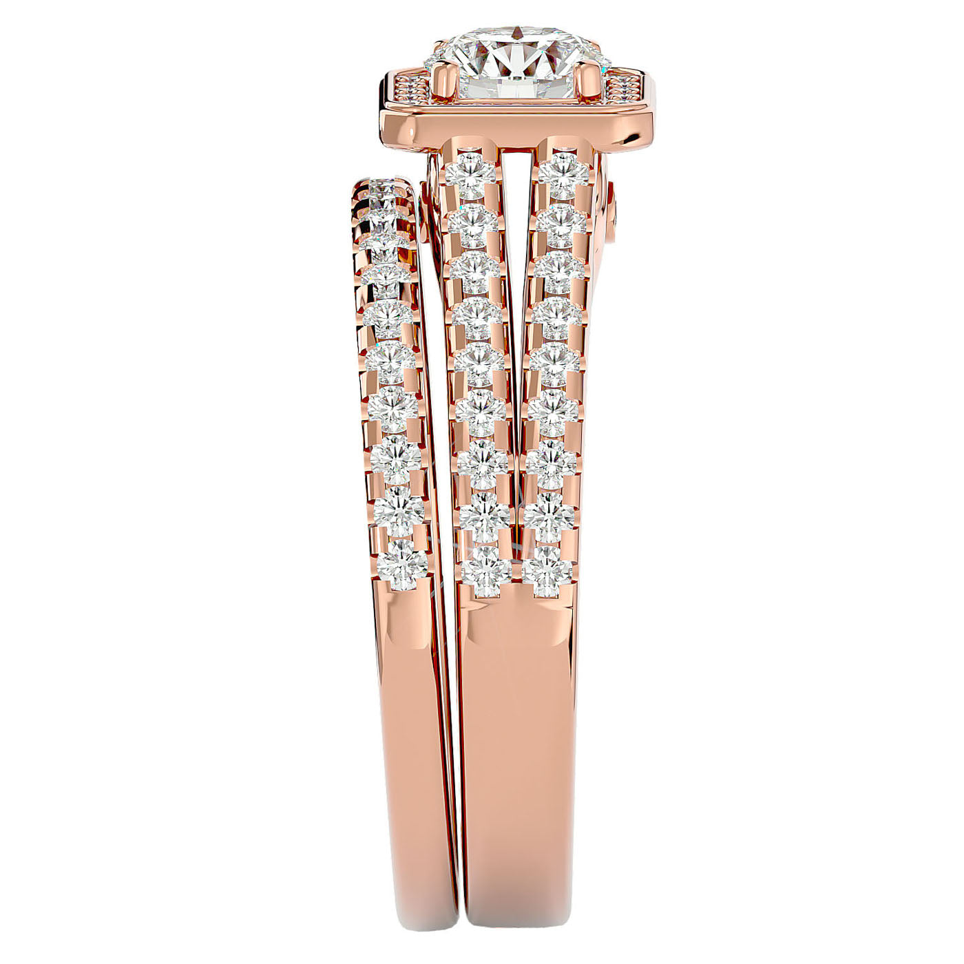 Inel de Logodnă Triplu cu Moissanite de 1.21 ct din 18k Aur Roz - Castelo.ro