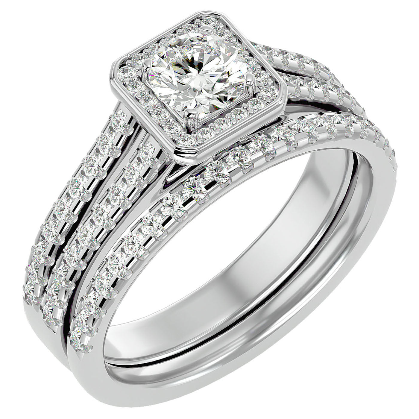 Inel de Logodnă Triplu cu Moissanite de 1.21 ct din Platina - Castelo.ro