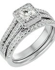 Inel de Logodnă Supreme cu Diamante Naturale Halo Pavé de 1.21 ct din Platina - Castelo.ro