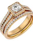 Inel de Logodnă Supreme din Aur 14k cu Diamante Create în Laborator Halo Pavé de 1.21 ct din 14k Aur Galben - Castelo.ro