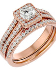 Inel de Logodnă Supreme din Aur 14k cu Diamante Naturale Halo Pavé de 1.21 ct din 14k Aur Roz - Castelo.ro