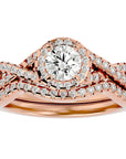 Inel de Logodnă cu Moissanite Pavé in Formă De Spirală de 1.04 ct din 18k Aur Roz - Castelo.ro