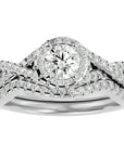 Inel de Logodnă din Aur 14k cu Moissanite Pavé in Formă De Spirală de 1.04 ct din 14k Aur Alb - Castelo.ro