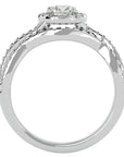 Inel de Logodnă din Aur 14k cu Moissanite Pavé in Formă De Spirală de 1.04 ct din 14k Aur Alb - Castelo.ro