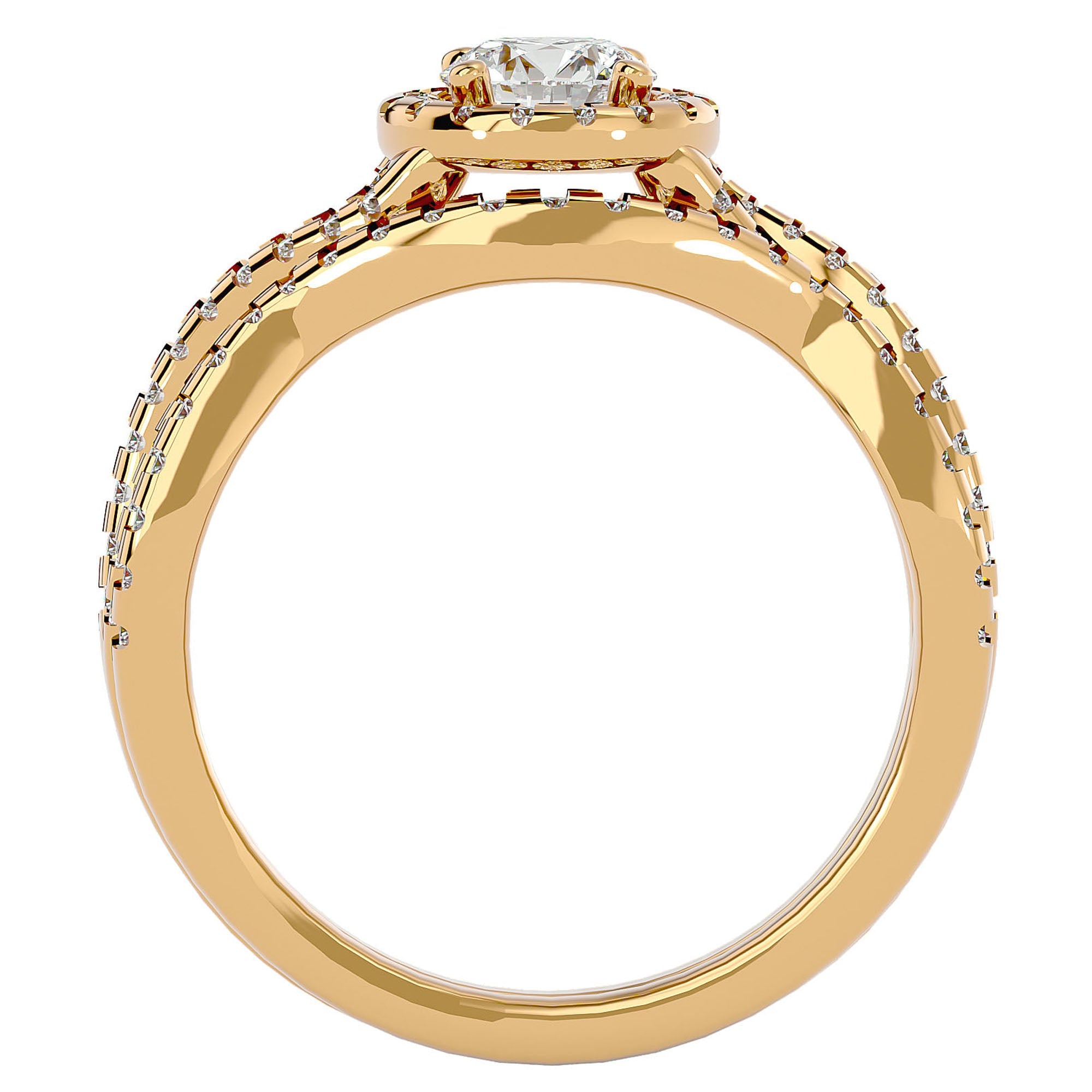 Inel de Logodnă din Aur 14k cu Diamante Naturale Pavé in Formă De Spirală de 1.04 ct din 14k Aur Galben - Castelo.ro