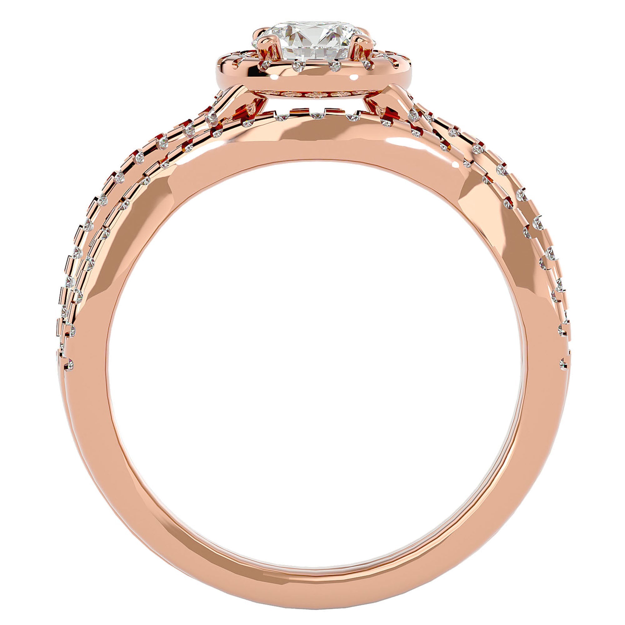 Inel de Logodnă din Aur 14k cu Diamante Naturale Pavé in Formă De Spirală de 1.04 ct din 14k Aur Roz - Castelo.ro