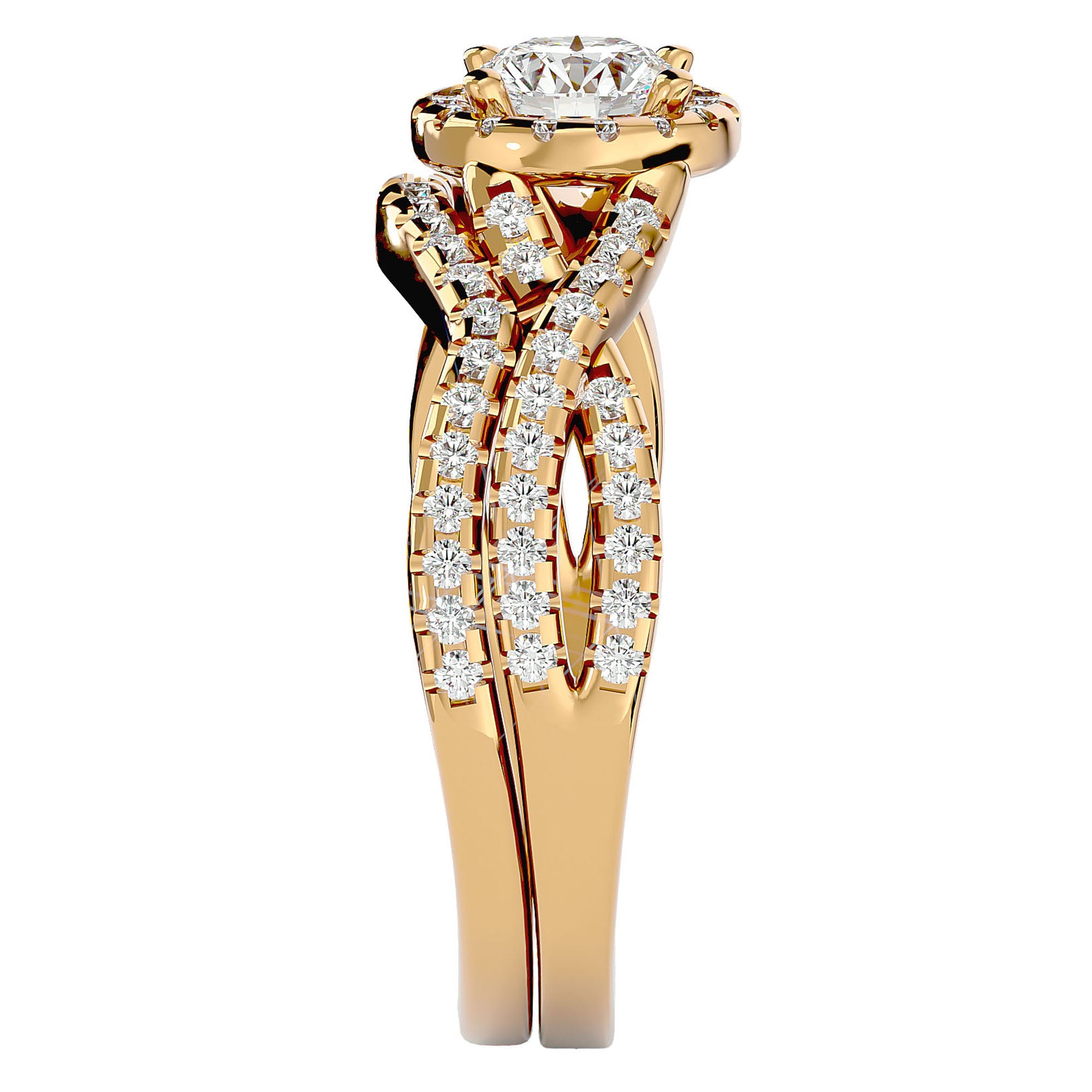 Inel de Logodnă din Aur 14k cu Diamante Naturale Pavé in Formă De Spirală de 1.04 ct din 14k Aur Galben - Castelo.ro