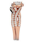 Inel de Logodnă din Aur 14k cu Moissanite Pavé in Formă De Spirală de 1.04 ct din 14k Aur Roz - Castelo.ro