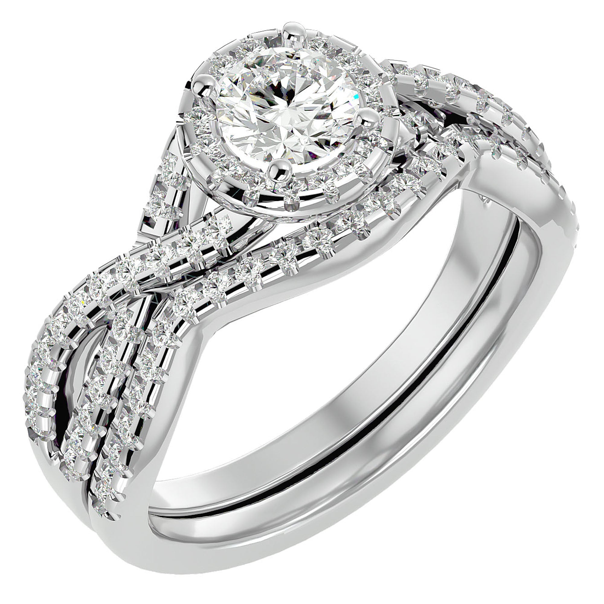 Inel de Logodnă cu Diamante Create în Laborator Pavé in Formă De Spirală de 1.04 ct din Platina - Castelo.ro