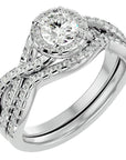 Inel de Logodnă din Aur 14k cu Moissanite Pavé in Formă De Spirală de 1.04 ct din 14k Aur Alb - Castelo.ro