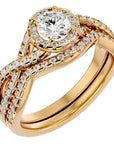 Inel de Logodnă cu Moissanite Pavé in Formă De Spirală de 1.04 ct din 18k Aur Galben - Castelo.ro