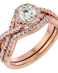 Inel de Logodnă din Aur 14k cu Moissanite Pavé in Formă De Spirală de 1.04 ct din 14k Aur Roz - Castelo.ro