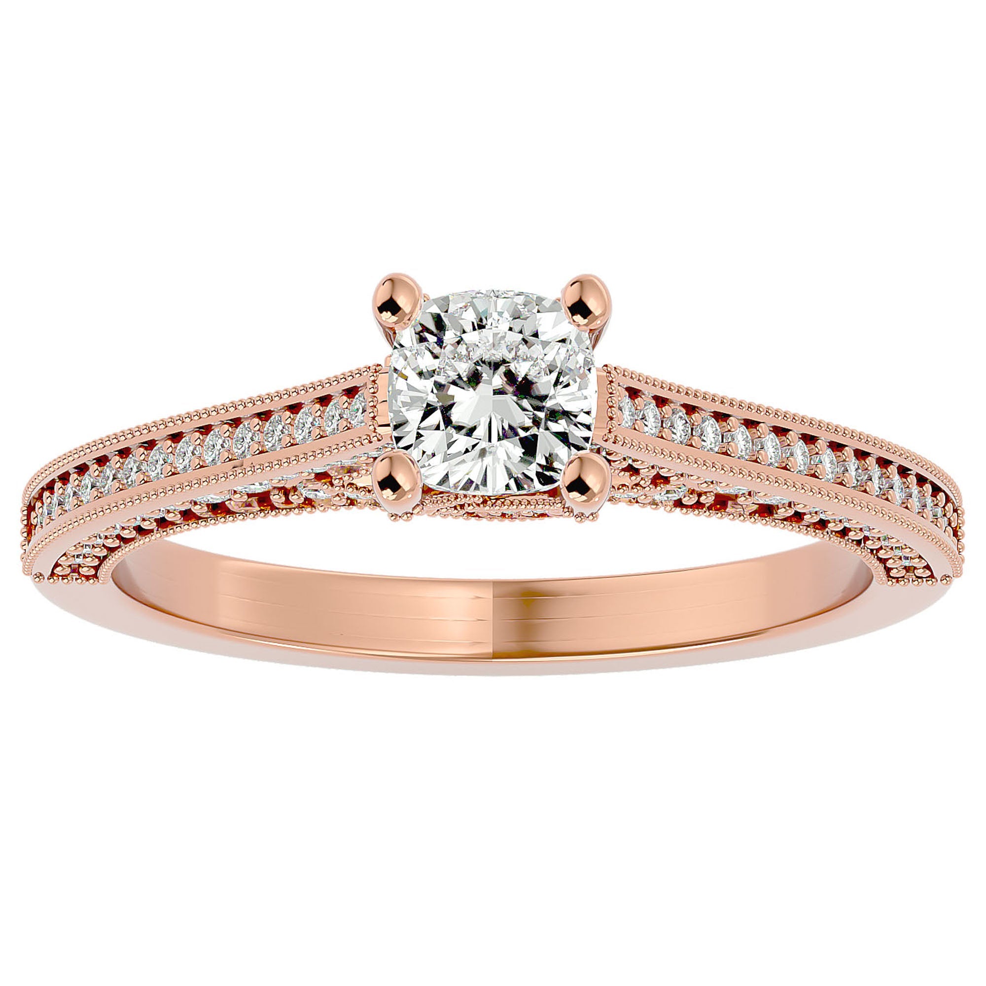 Inel De Logodnă Perle d’Eau Pavé din Aur 14k cu Diamante Create în Laborator de 0.83 ct din 14k Aur Roz - Castelo.ro