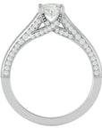 Inel De Logodnă Perle d’Eau Pavé din Aur 14k cu Moissanite de 0.83 ct din 14k Aur Alb - Castelo.ro