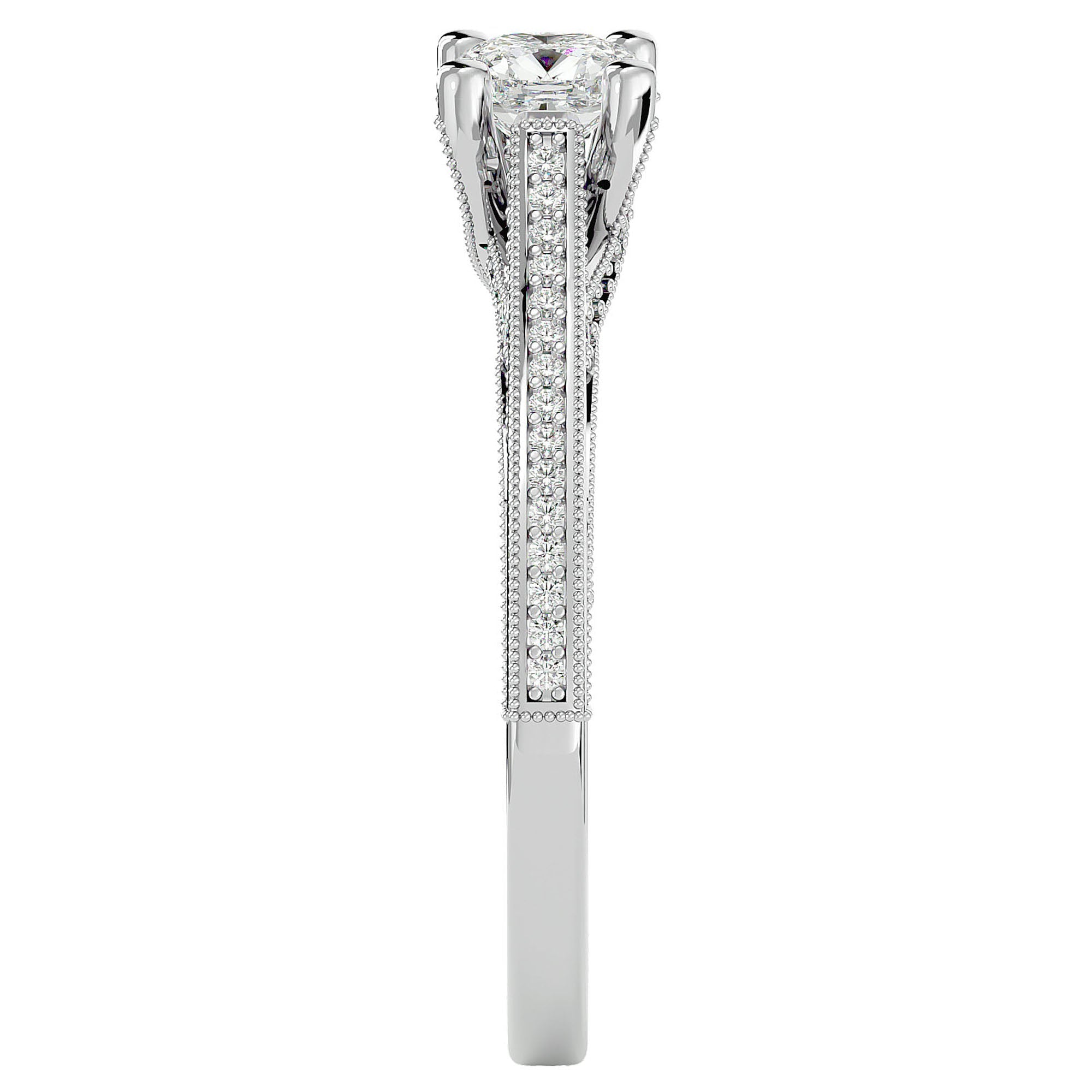 Inel De Logodnă Perle d’Eau Pavé din Aur 14k cu Diamante Create în Laborator de 0.83 ct din 14k Aur Alb - Castelo.ro