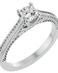 Inel De Logodnă Perle d’Eau Pavé din Aur 14k cu Moissanite de 0.83 ct din 14k Aur Alb - Castelo.ro