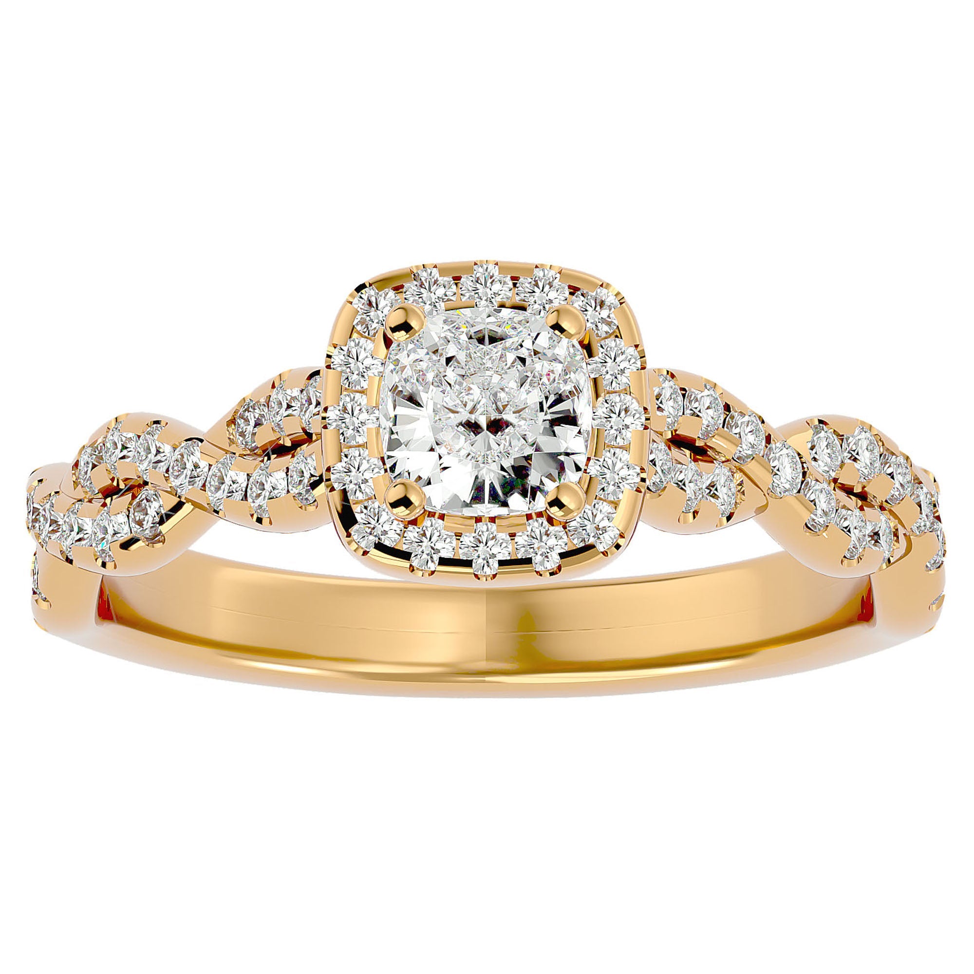 Inel de Logodnă din Aur 14k cu Moissanite Pavé in Formă De Spirală de 0.75 ct din 14k Aur Galben - Castelo.ro