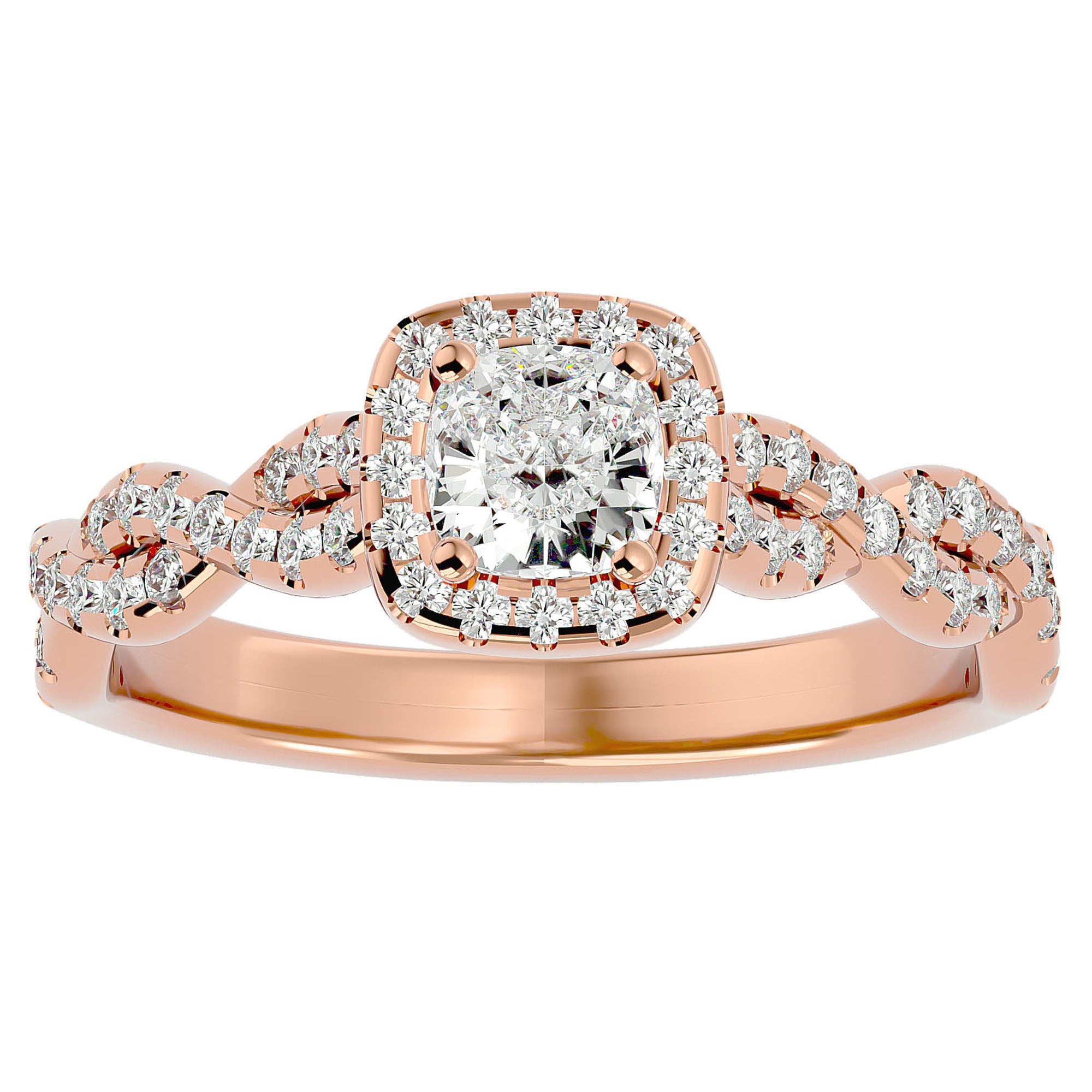 Inel de Logodnă cu Diamante Create în Laborator Pavé in Formă De Spirală de 0.75 ct din 18k Aur Roz - Castelo.ro