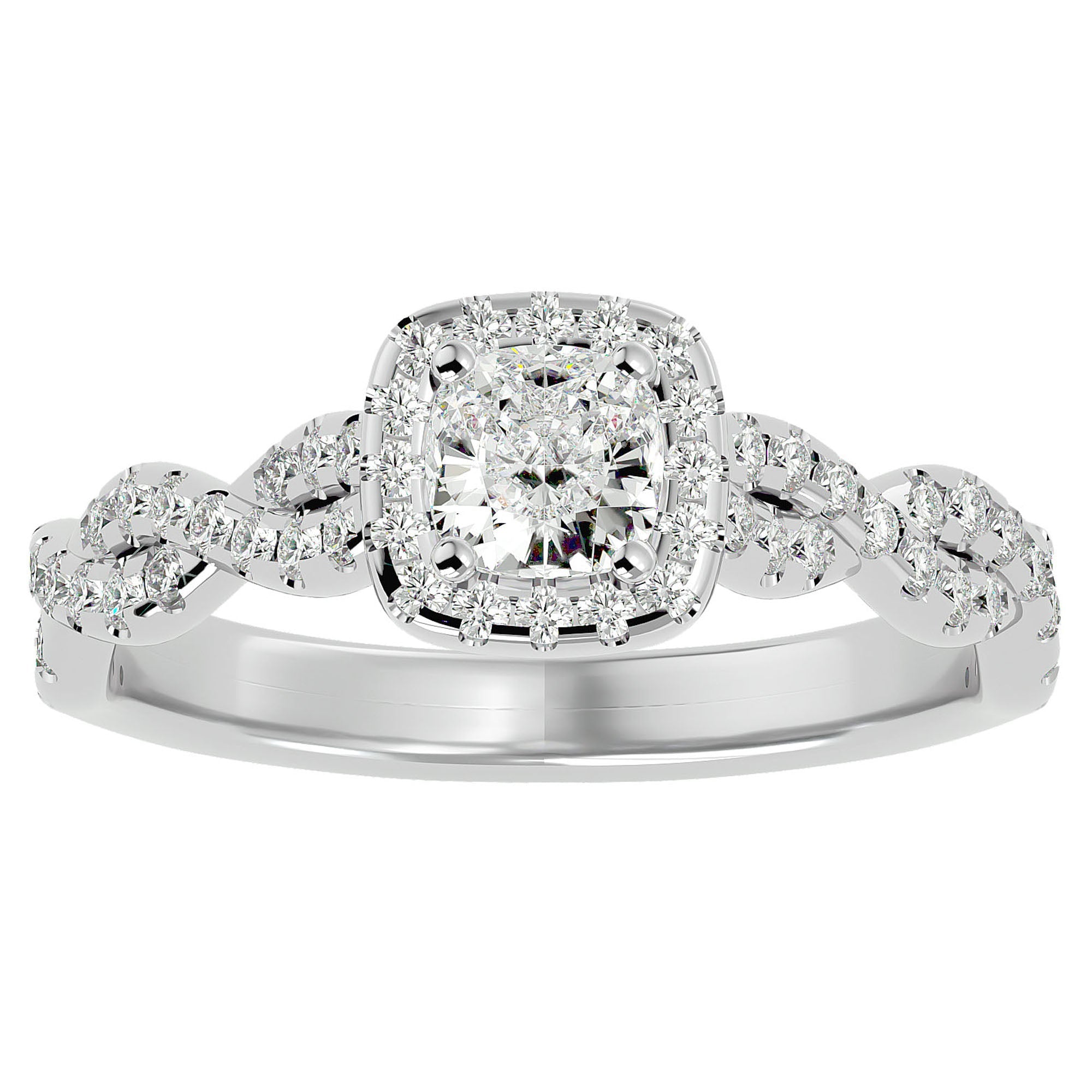Inel de Logodnă din Aur 14k cu Diamante Create în Laborator Pavé in Formă De Spirală de 0.75 ct din 14k Aur Alb - Castelo.ro