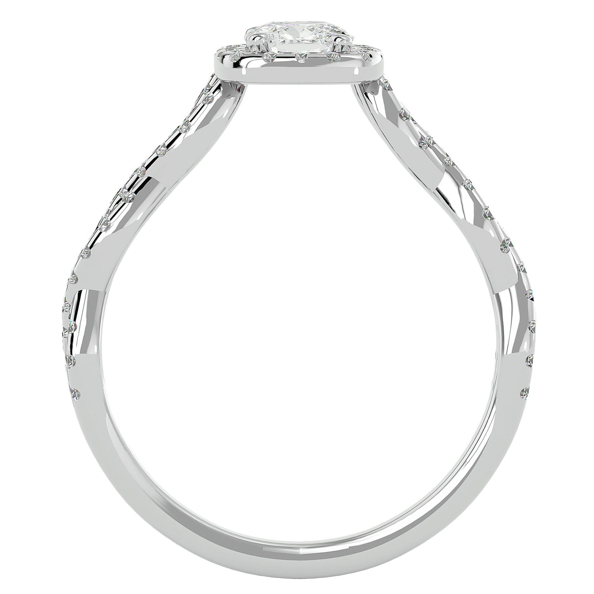 Inel de Logodnă cu Diamante Naturale Pavé in Formă De Spirală de 0.75 ct din Platina - Castelo.ro