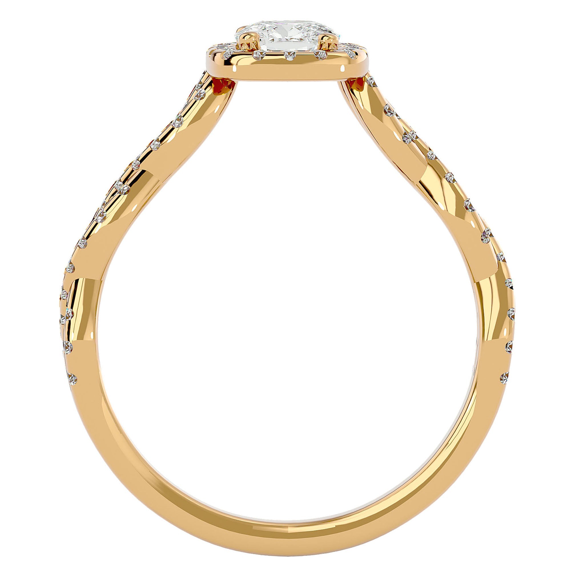 Inel de Logodnă cu Diamante Create în Laborator Pavé in Formă De Spirală de 0.75 ct din 18k Aur Galben - Castelo.ro