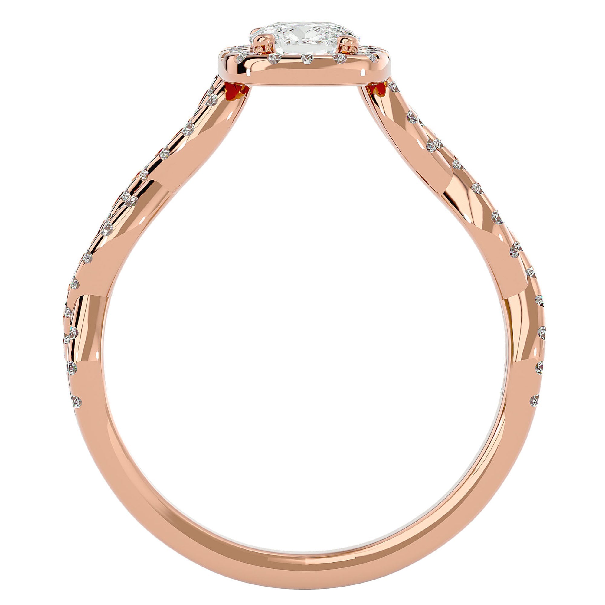 Inel de Logodnă din Aur 14k cu Diamante Naturale Pavé in Formă De Spirală de 0.75 ct din 14k Aur Roz - Castelo.ro